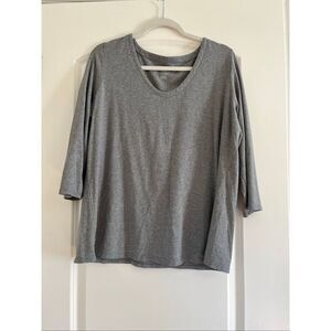 JJill Gray 3/4 sleeve Tshirt -L